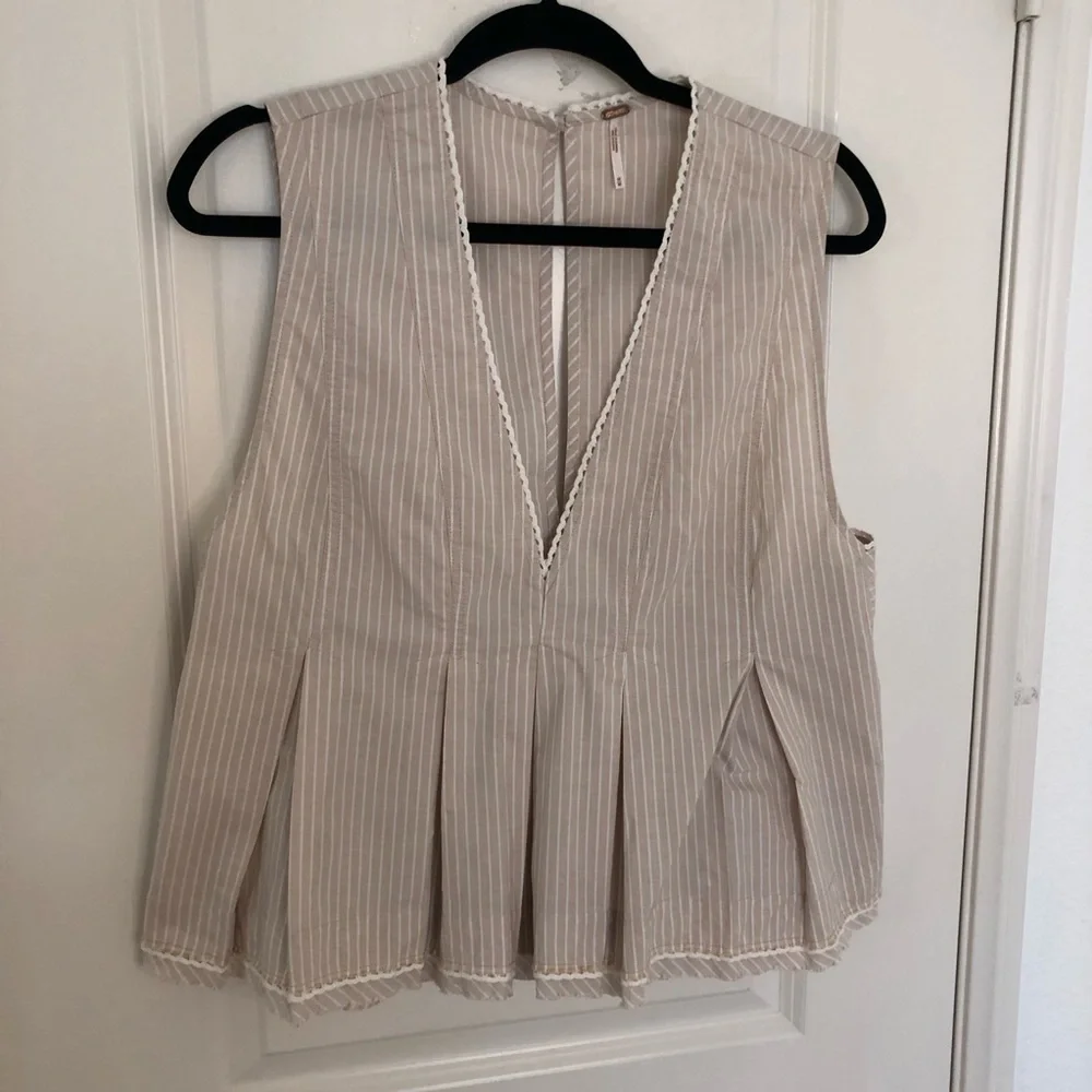 NWOT Free People Good Feels Striped Peplum Top Sz medium sleeveless summer - Picture 5 of 15